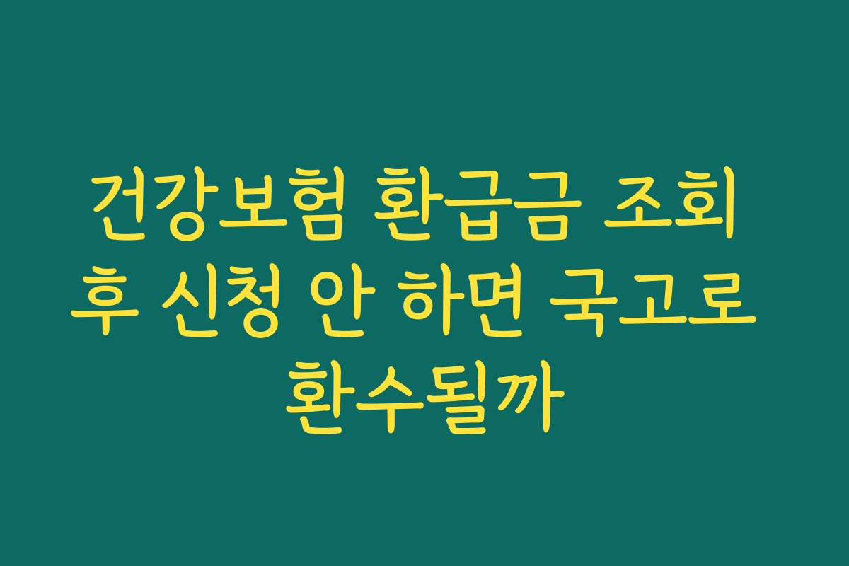 건강보험 환급금 조회 후 신청 안 하면 국고로 환수될까