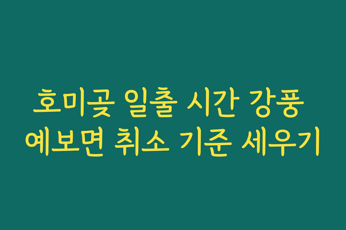 호미곶 일출 시간 강풍 예보면 취소 기준 세우기