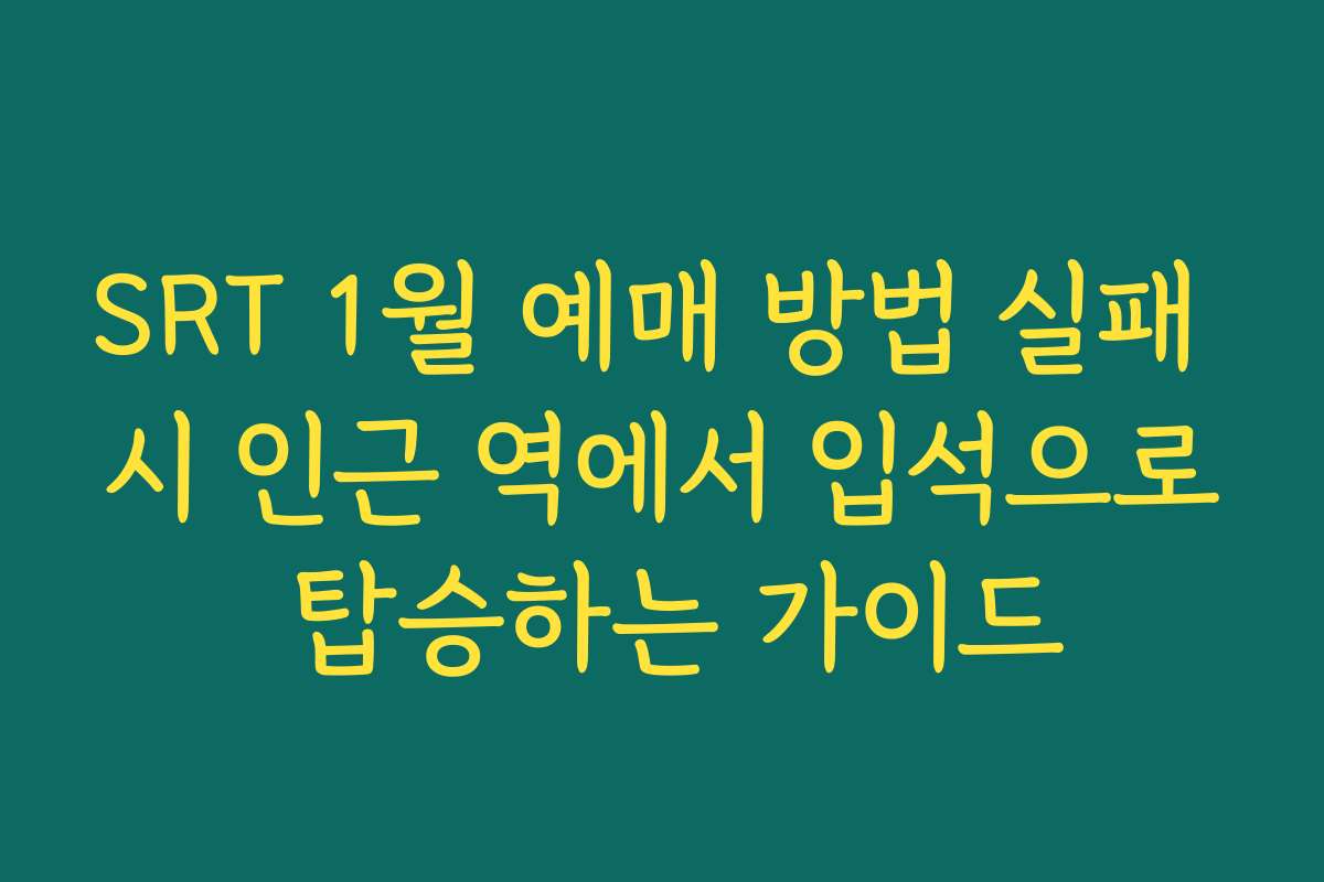 SRT 1월 예매 방법 실패 시 인근 역에서 입석으로 탑승하는 가이드