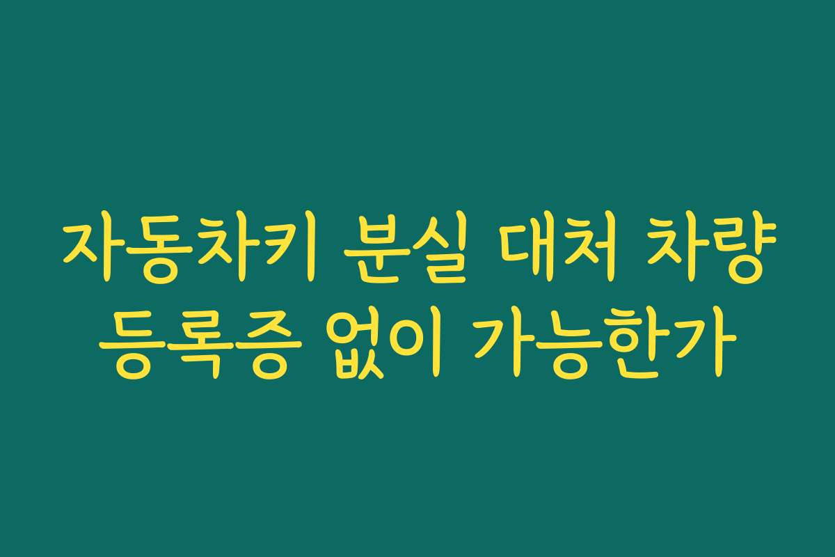 자동차키 분실 대처 차량등록증 없이 가능한가