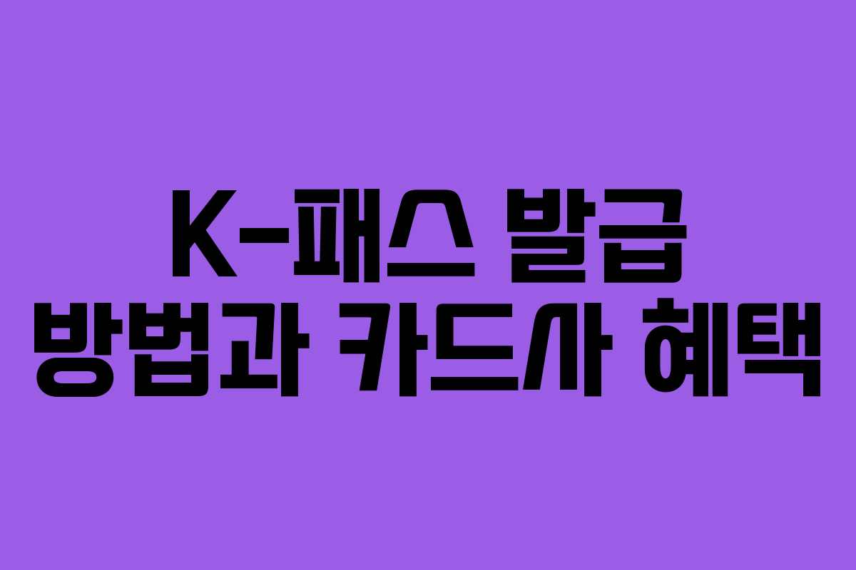 K-패스 발급 방법과 카드사 혜택