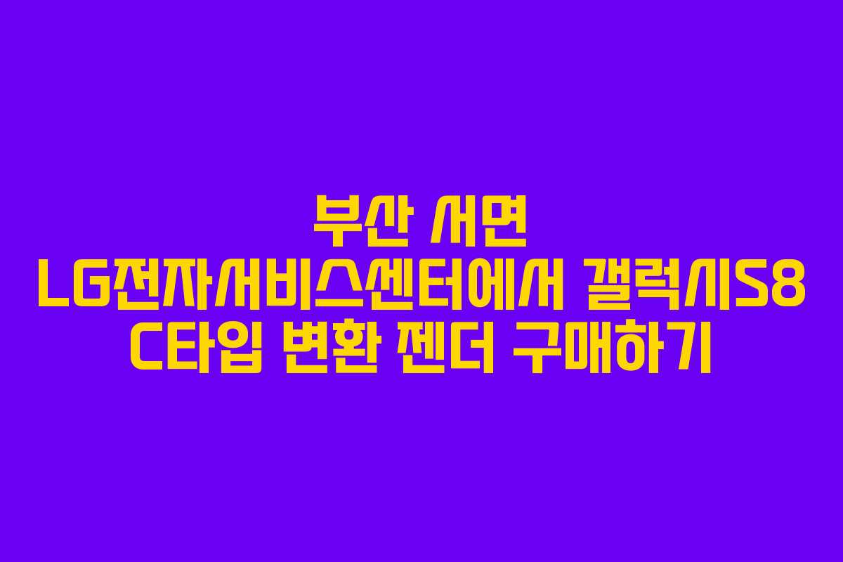 부산 서면 LG전자서비스센터에서 갤럭시S8 C타입 변환 젠더 구매하기