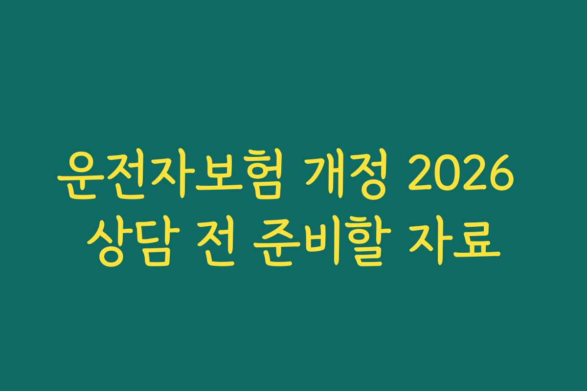 운전자보험 개정 2026 상담 전 준비할 자료