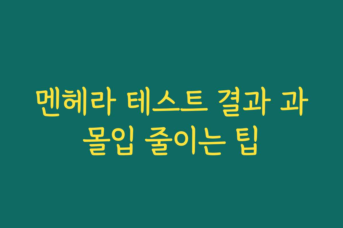 멘헤라 테스트 결과 과몰입 줄이는 팁