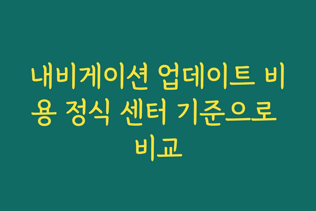 내비게이션 업데이트 비용 정식 센터 기준으로 비교