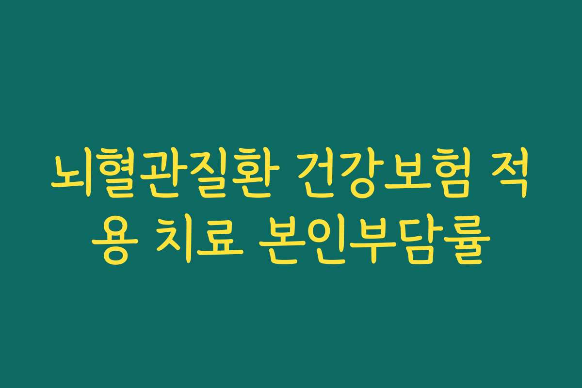 뇌혈관질환 건강보험 적용 치료 본인부담률