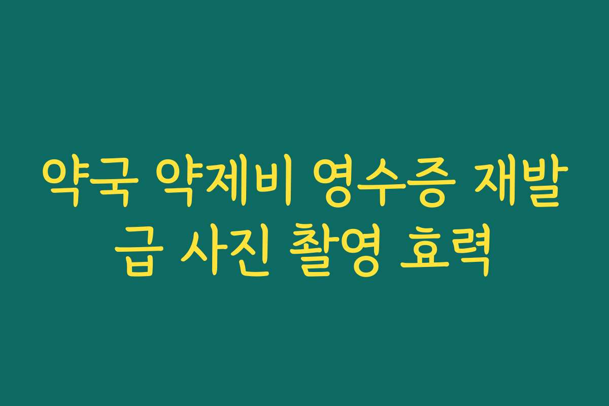 약국 약제비 영수증 재발급 사진 촬영 효력