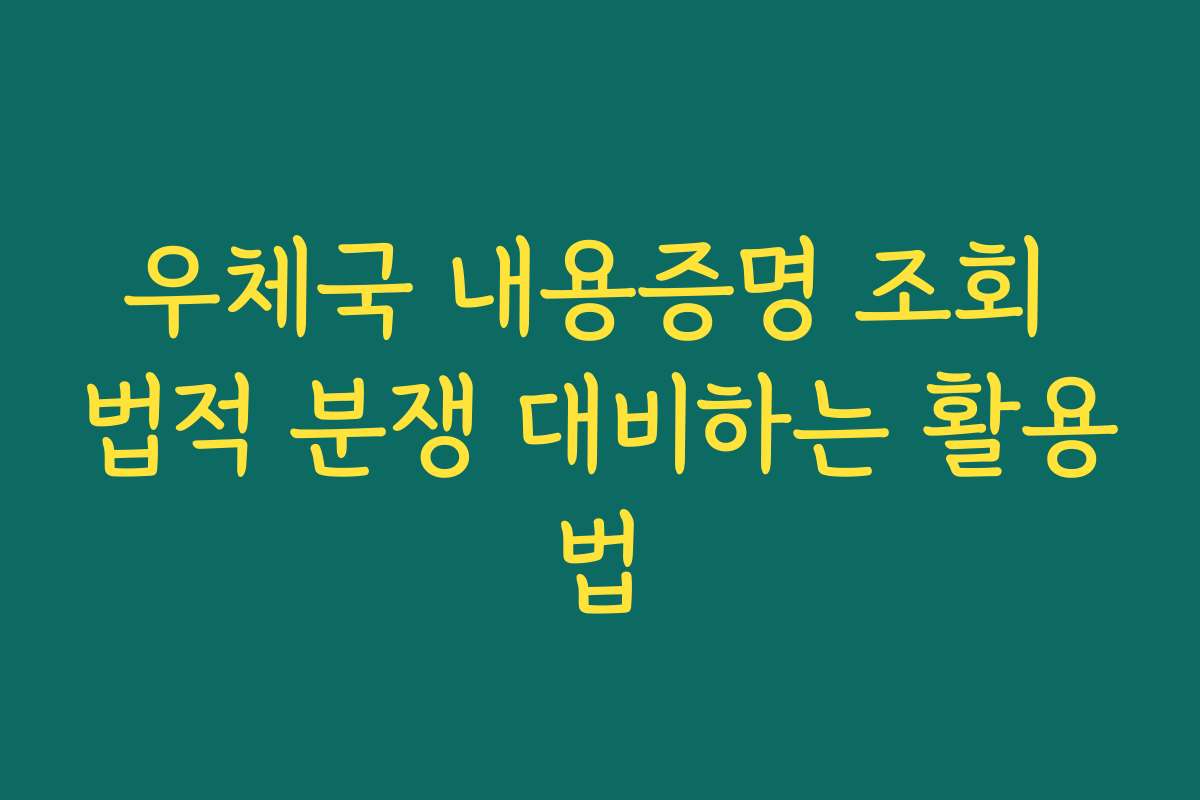 우체국 내용증명 조회 법적 분쟁 대비하는 활용법