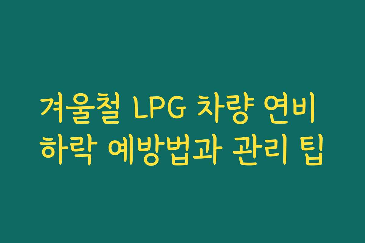 겨울철 LPG 차량 연비 하락 예방법과 관리 팁