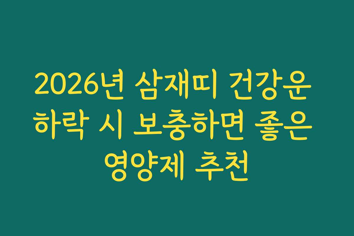 2026년 삼재띠 건강운 하락 시 보충하면 좋은 영양제 추천