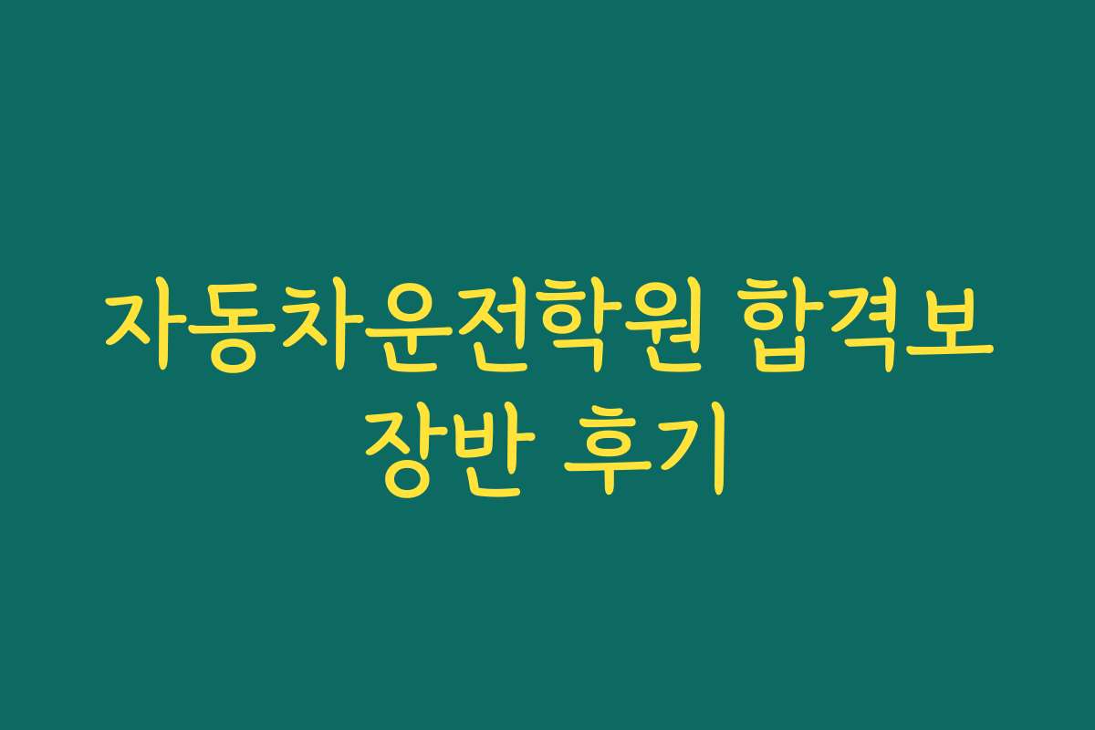 자동차운전학원 합격보장반 후기