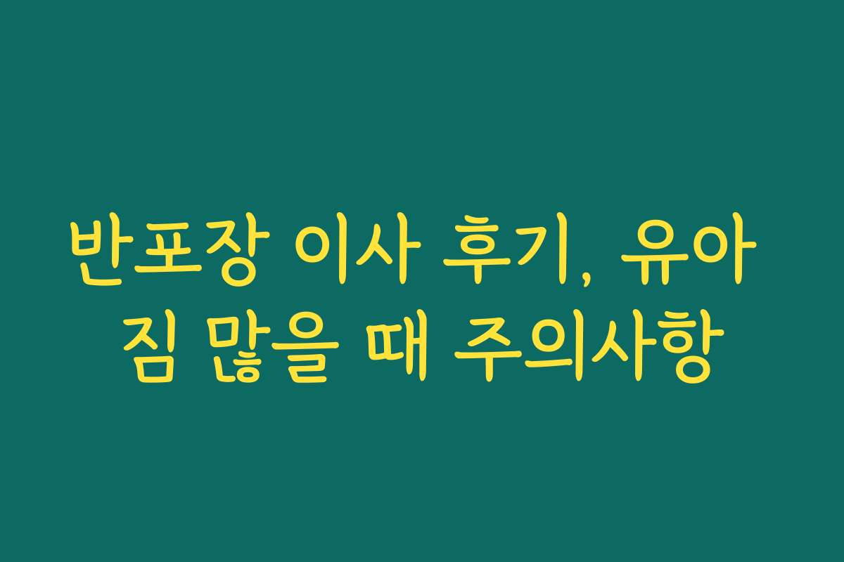 반포장 이사 후기, 유아 짐 많을 때 주의사항