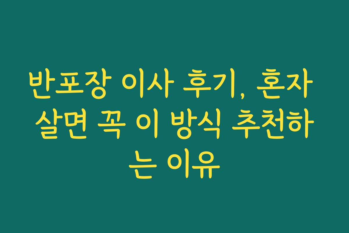 반포장 이사 후기, 혼자 살면 꼭 이 방식 추천하는 이유