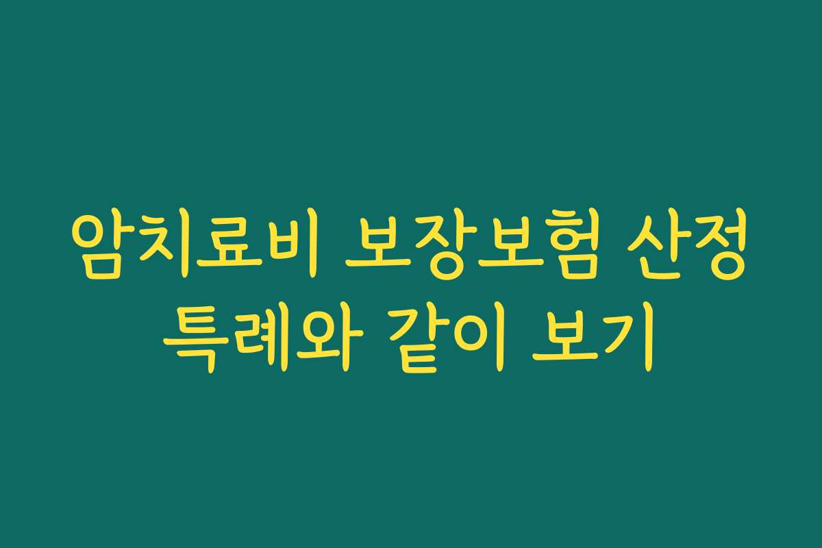 암치료비 보장보험 산정특례와 같이 보기