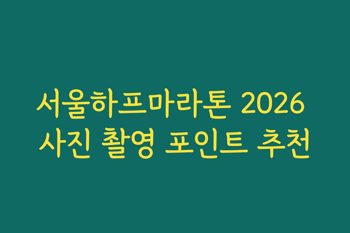 서울하프마라톤 2026 사진 촬영 포인트 추천