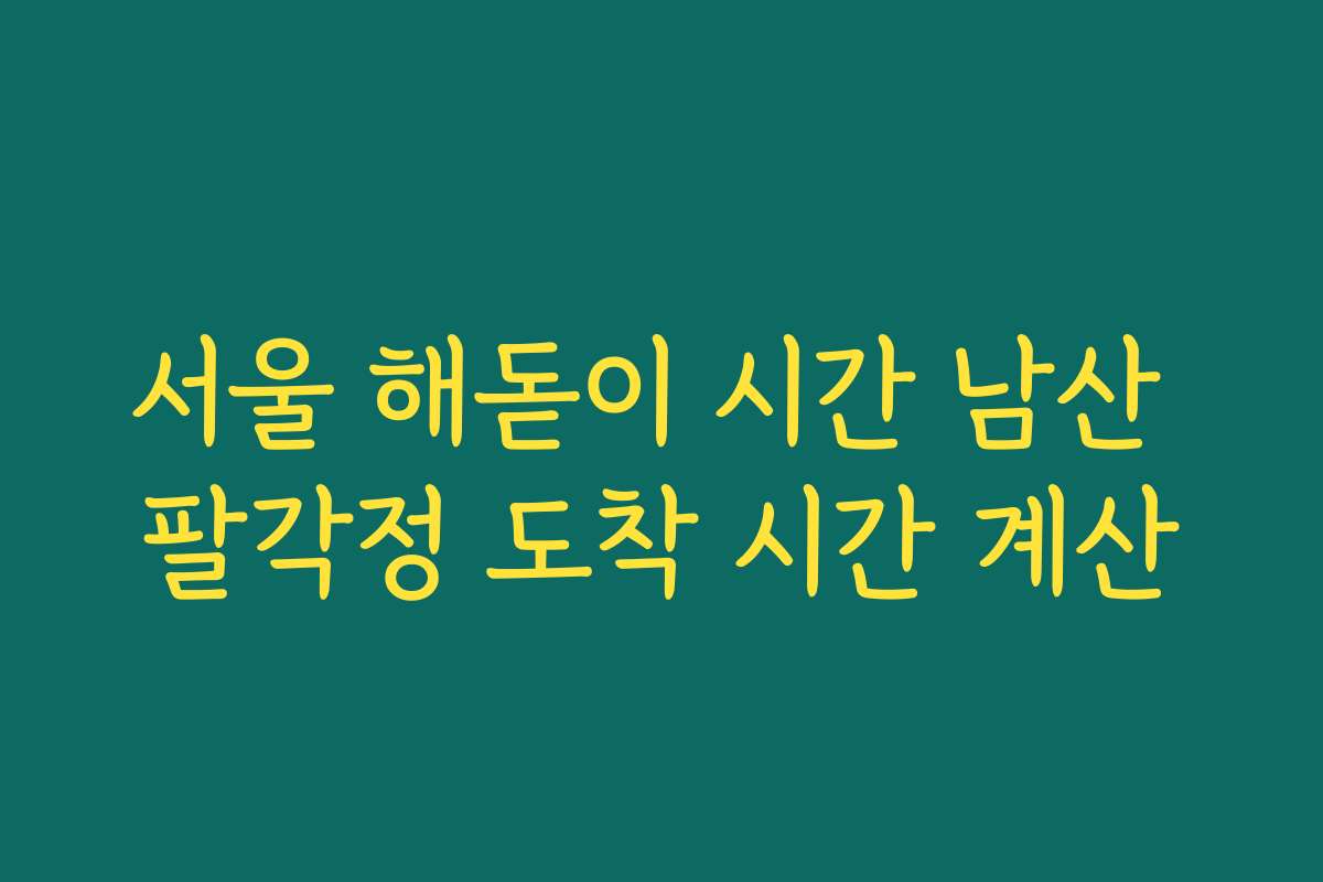 서울 해돋이 시간 남산 팔각정 도착 시간 계산