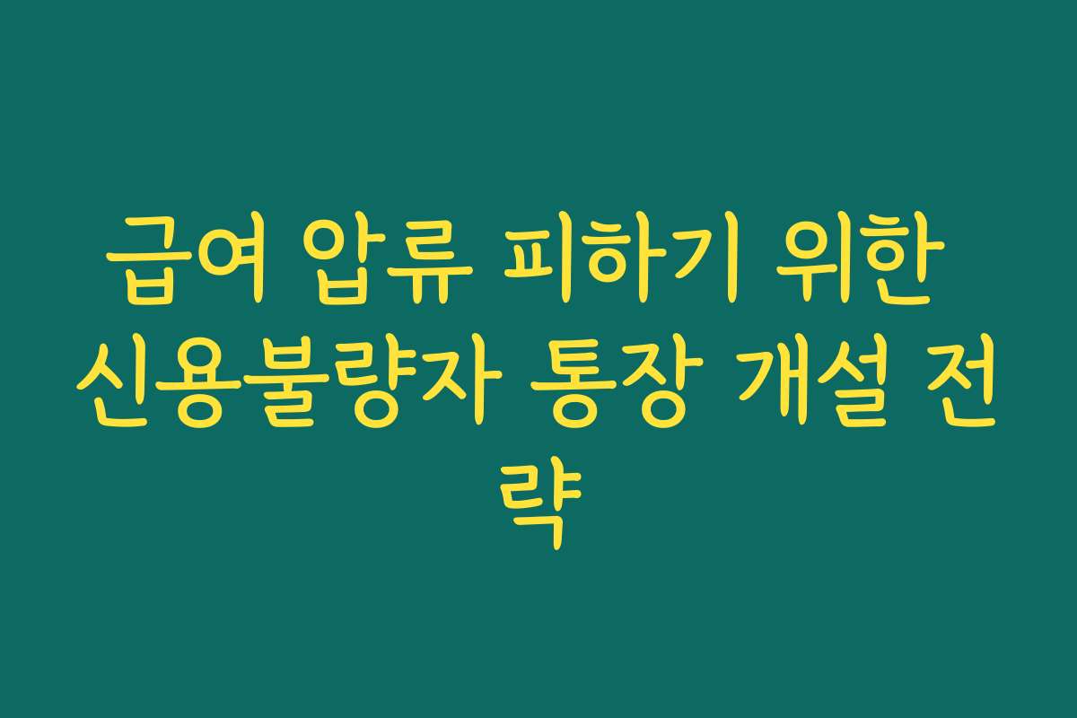 급여 압류 피하기 위한 신용불량자 통장 개설 전략