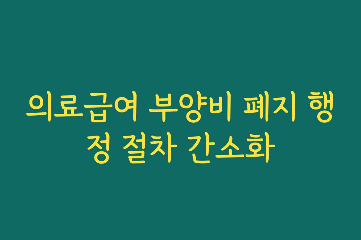 의료급여 부양비 폐지 행정 절차 간소화