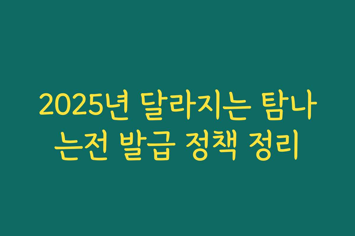 2025년 달라지는 탐나는전 발급 정책 정리