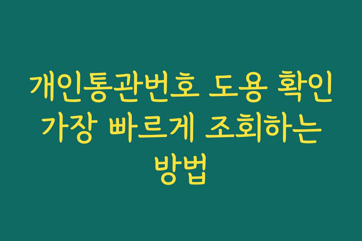 개인통관번호 도용 확인 가장 빠르게 조회하는 방법