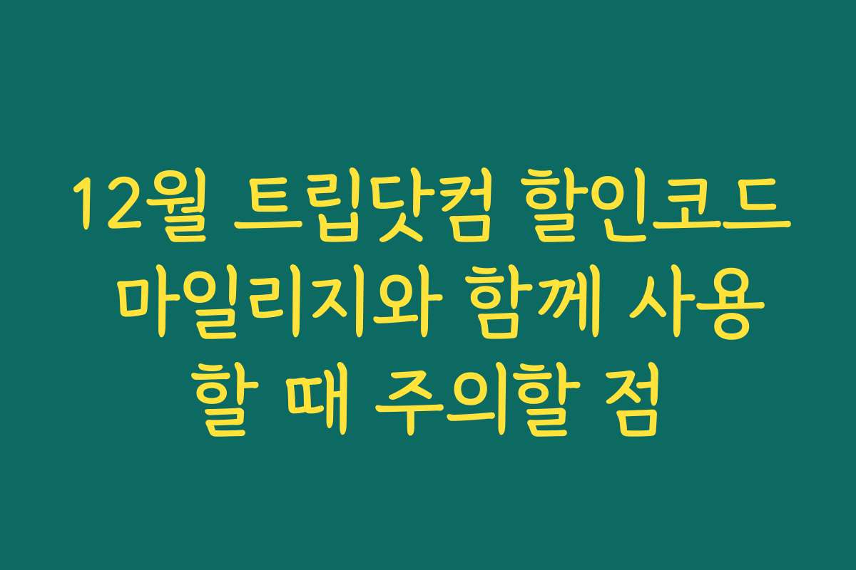 12월 트립닷컴 할인코드 마일리지와 함께 사용할 때 주의할 점