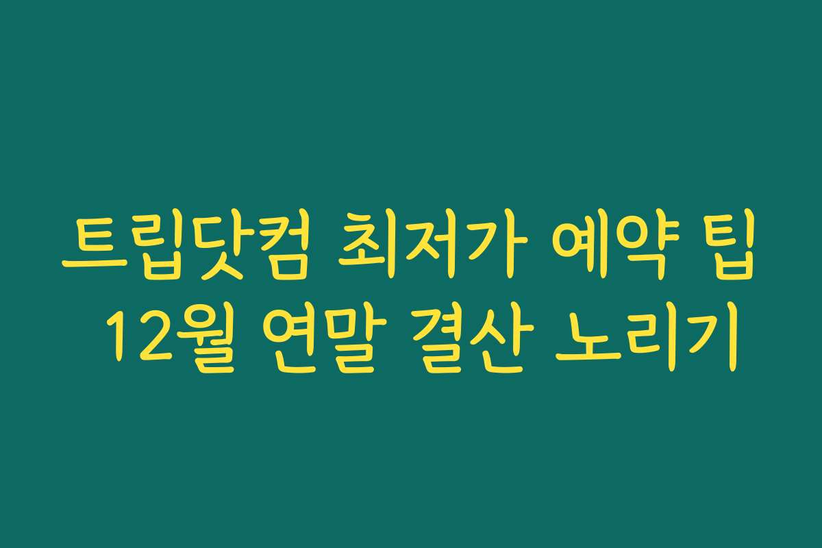 트립닷컴 최저가 예약 팁 12월 연말 결산 노리기