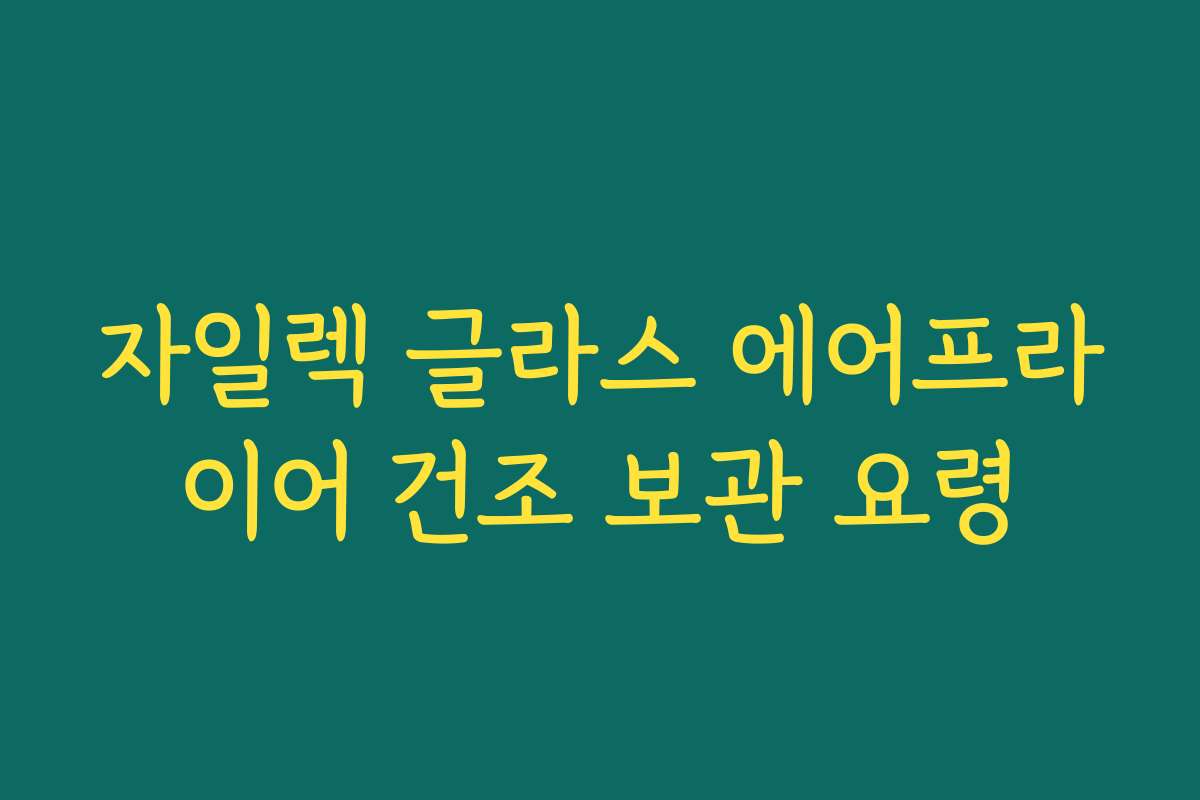 자일렉 글라스 에어프라이어 건조 보관 요령