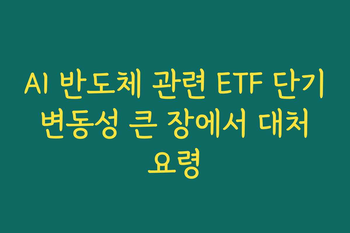 AI 반도체 관련 ETF 단기 변동성 큰 장에서 대처 요령
