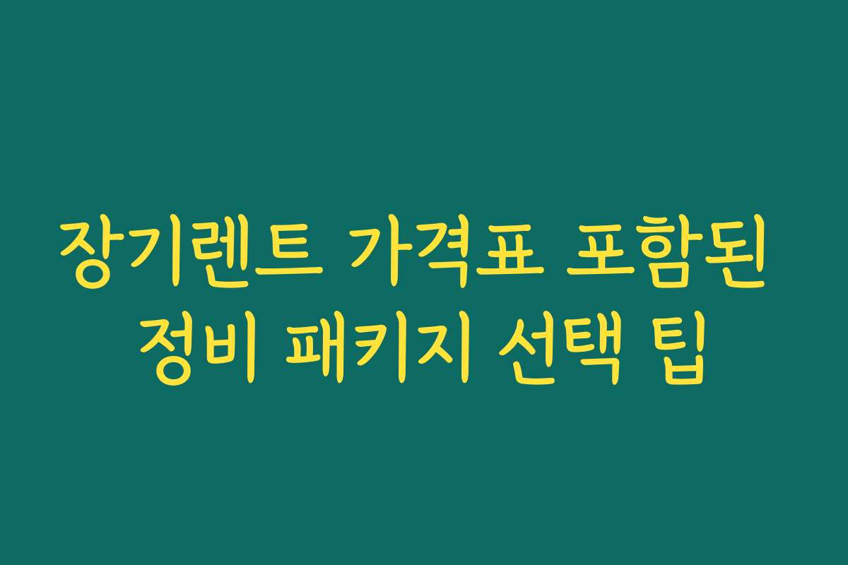 장기렌트 가격표 포함된 정비 패키지 선택 팁
