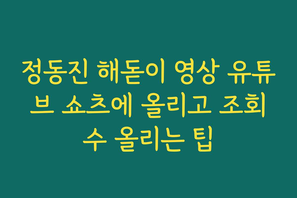 정동진 해돋이 영상 유튜브 쇼츠에 올리고 조회수 올리는 팁