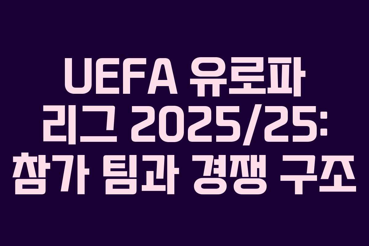 UEFA 유로파 리그 2025/25: 참가 팀과 경쟁 구조