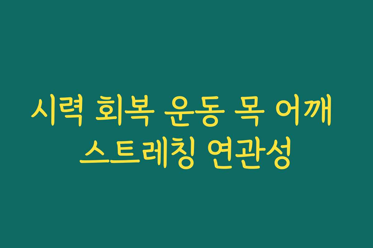 시력 회복 운동 목 어깨 스트레칭 연관성