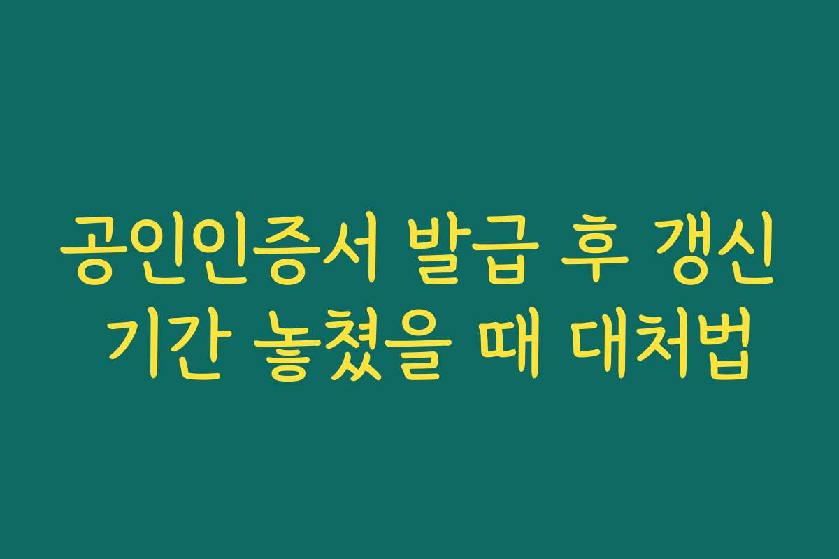 공인인증서 발급 후 갱신 기간 놓쳤을 때 대처법