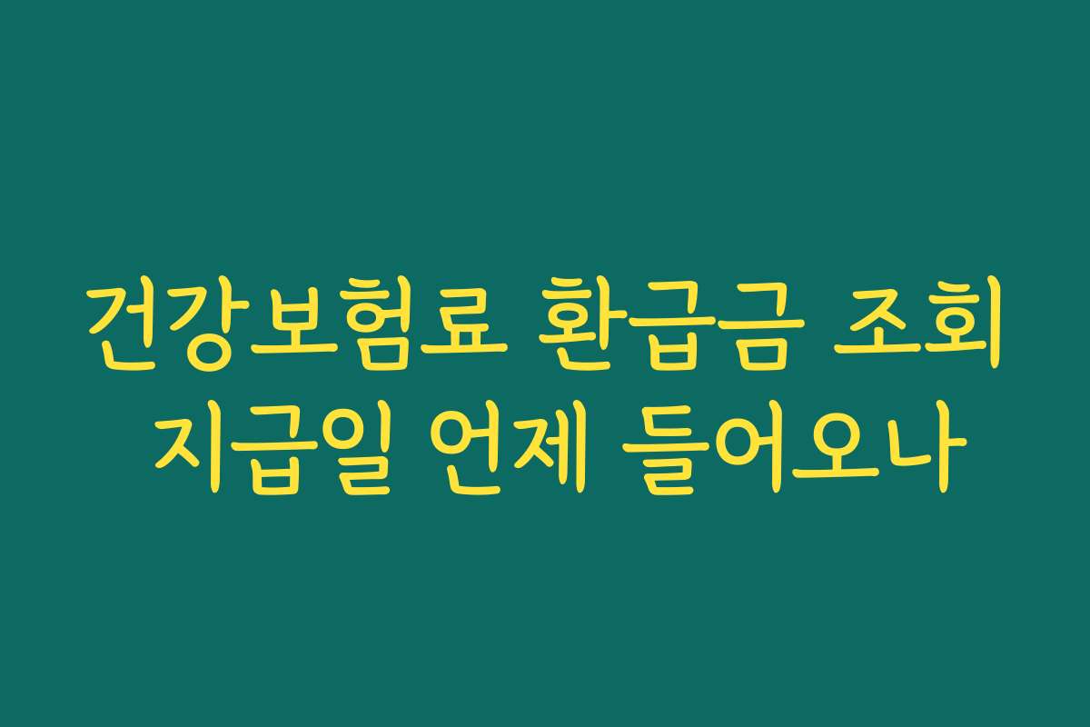 건강보험료 환급금 조회 지급일 언제 들어오나