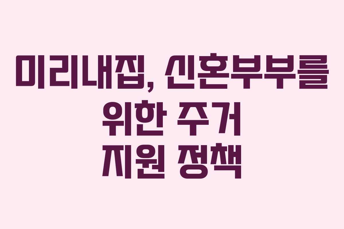 미리내집, 신혼부부를 위한 주거 지원 정책