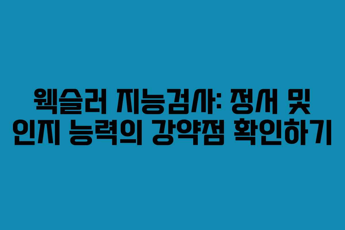 웩슬러 지능검사: 정서 및 인지 능력의 강약점 확인하기