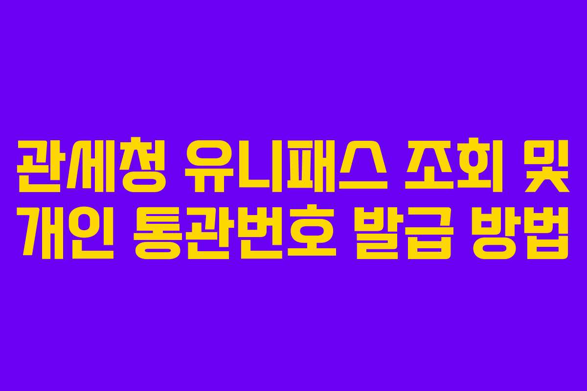 관세청 유니패스 조회 및 개인 통관번호 발급 방법
