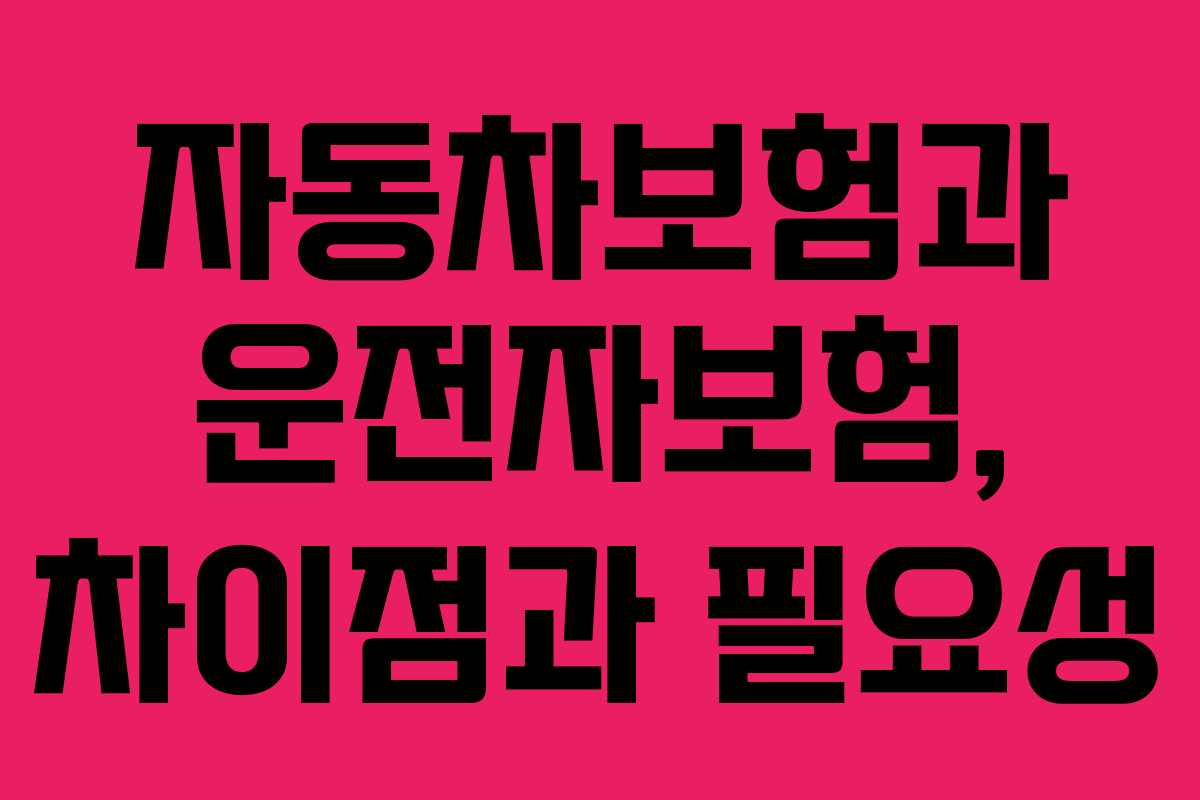 자동차보험과 운전자보험, 차이점과 필요성
