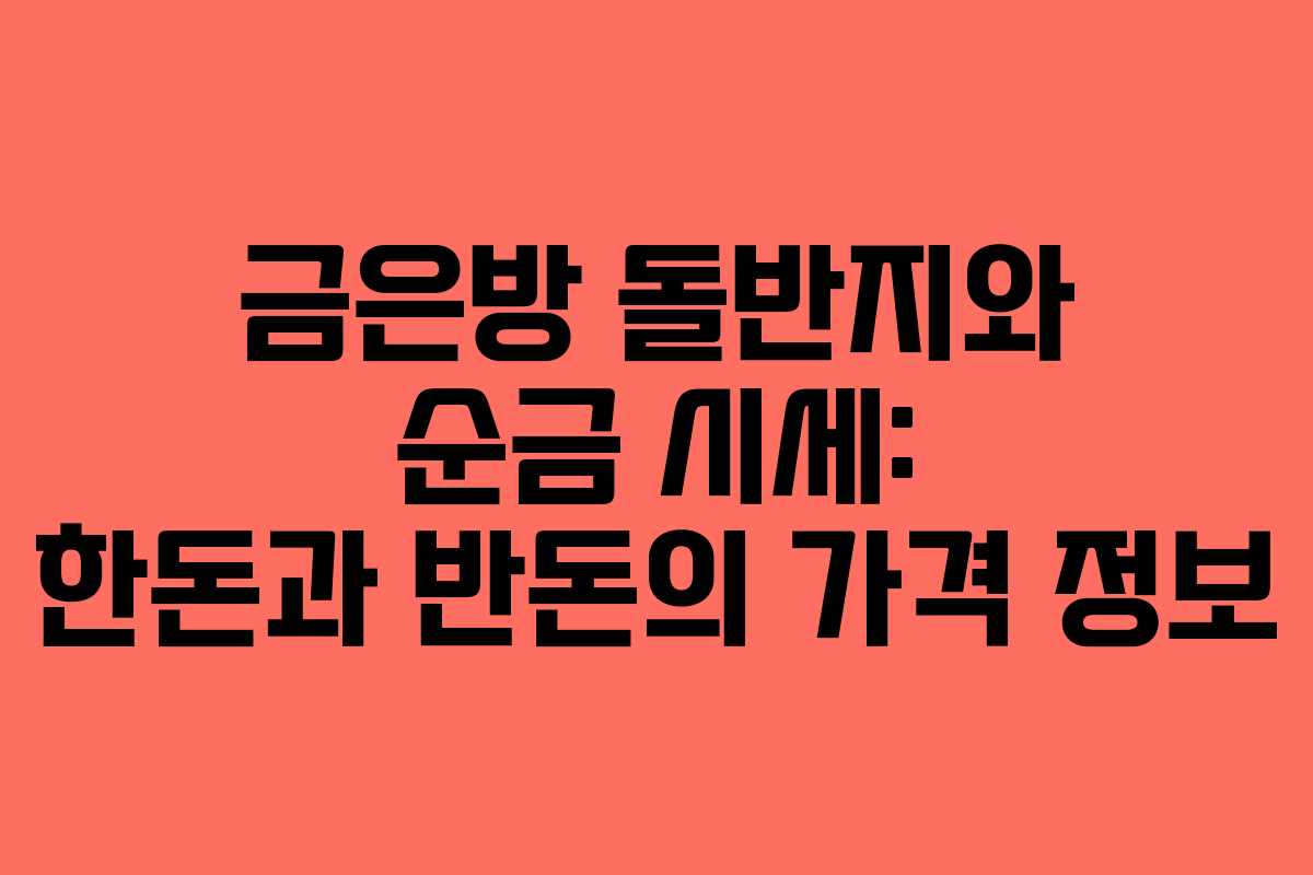 금은방 돌반지와 순금 시세: 한돈과 반돈의 가격 정보