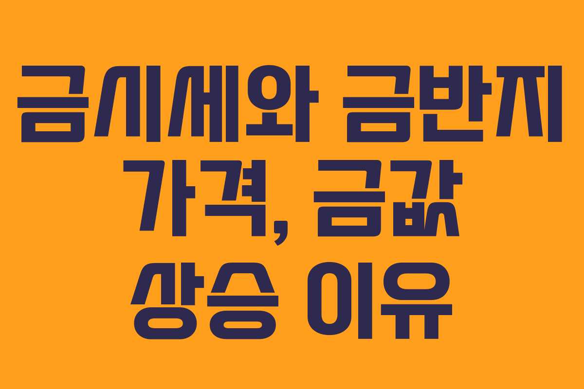 금시세와 금반지 가격, 금값 상승 이유