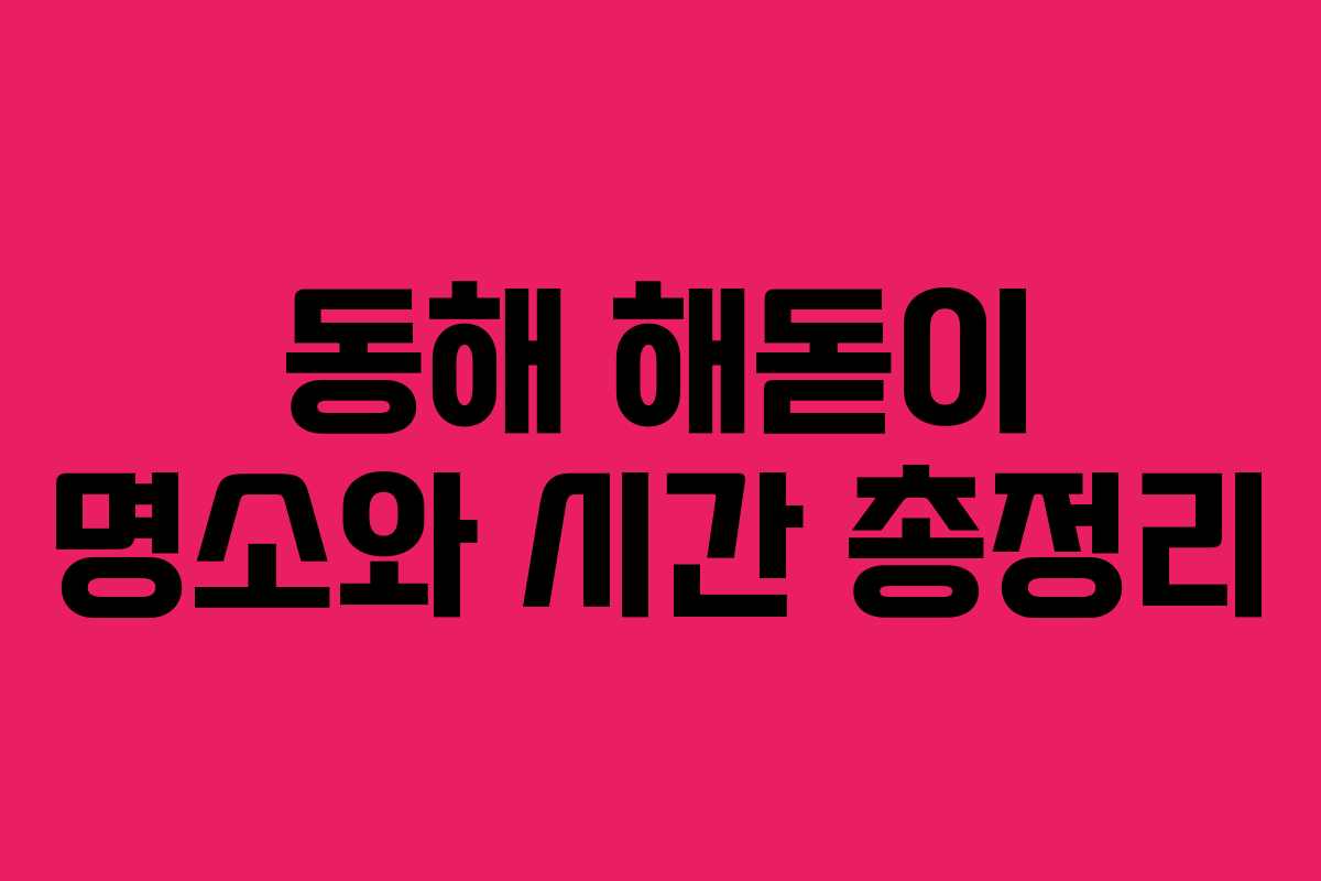 동해 해돋이 명소와 시간 총정리