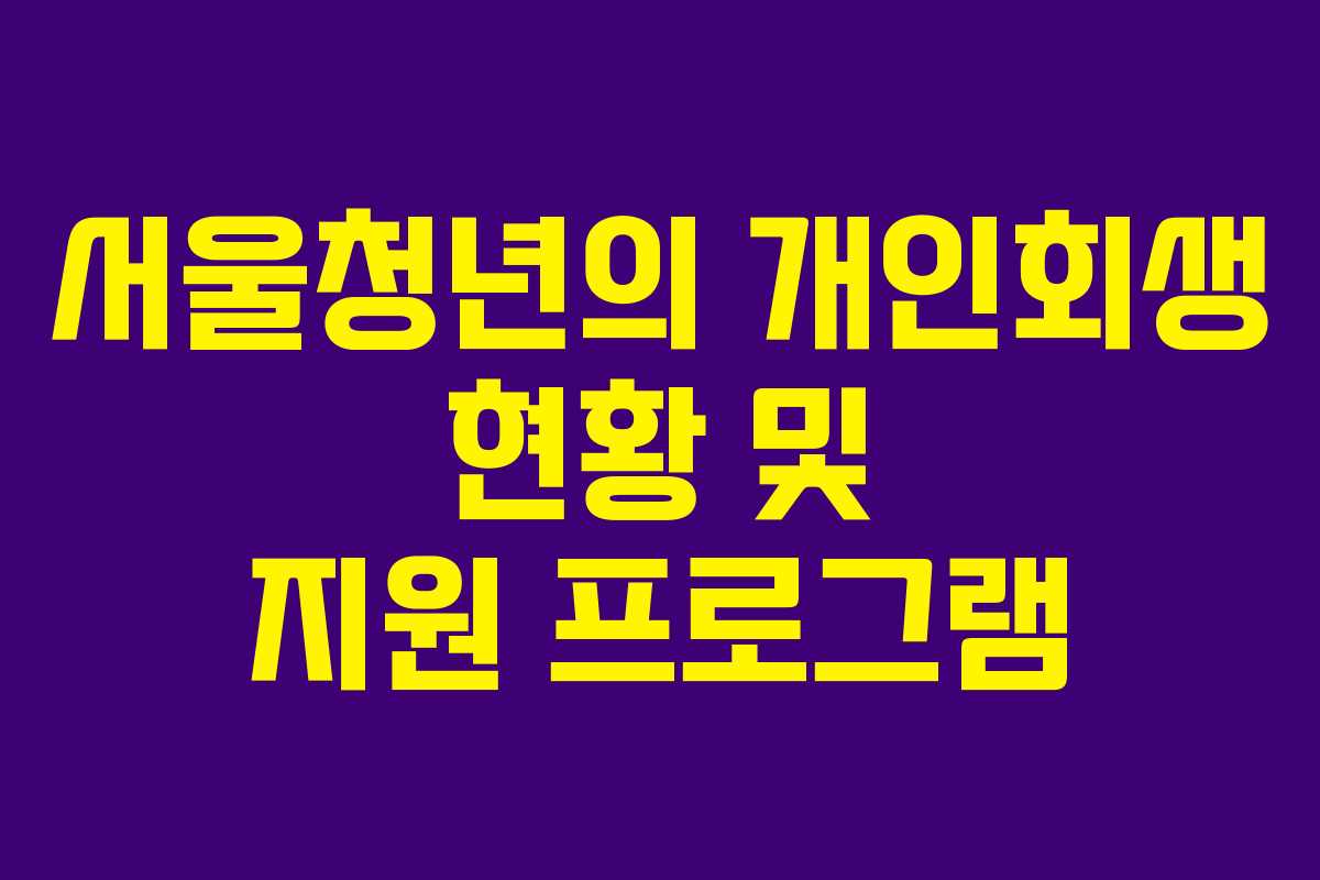 서울청년의 개인회생 현황 및 지원 프로그램