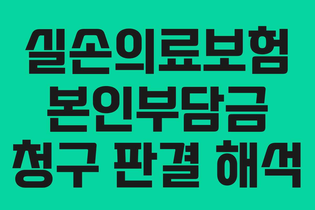 실손의료보험 본인부담금 청구 판결 해석
