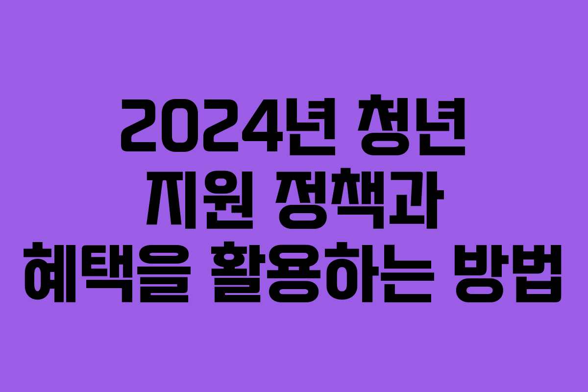 2024년 청년 지원 정책과 혜택을 활용하는 방법