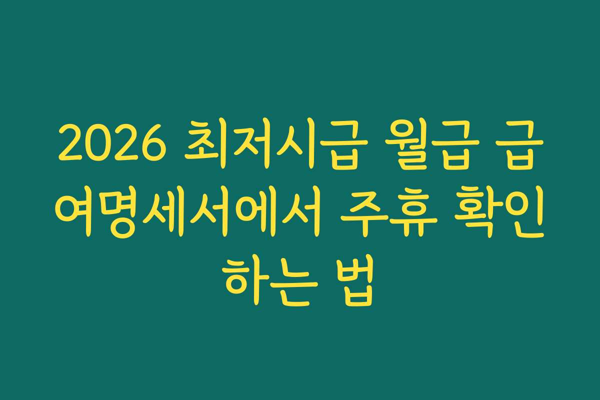 2026 최저시급 월급 급여명세서에서 주휴 확인하는 법