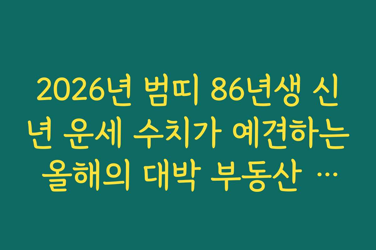 2026년 범띠 86년생 신년 운세 수치가 예견하는 올해의 대박 부동산 낙찰