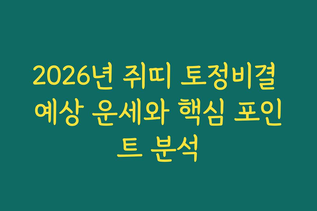 2026년 쥐띠 토정비결 예상 운세와 핵심 포인트 분석