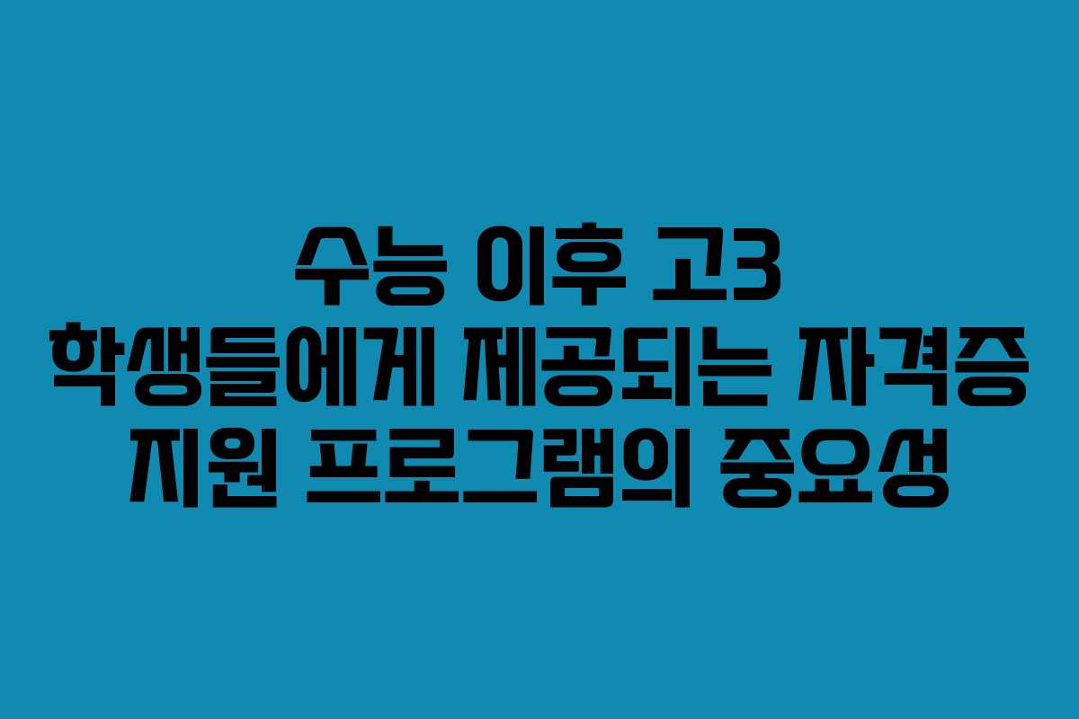 수능 이후 고3 학생들에게 제공되는 자격증 지원 프로그램의 중요성
