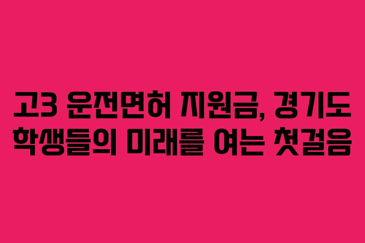 고3 운전면허 지원금, 경기도 학생들의 미래를 여는 첫걸음
