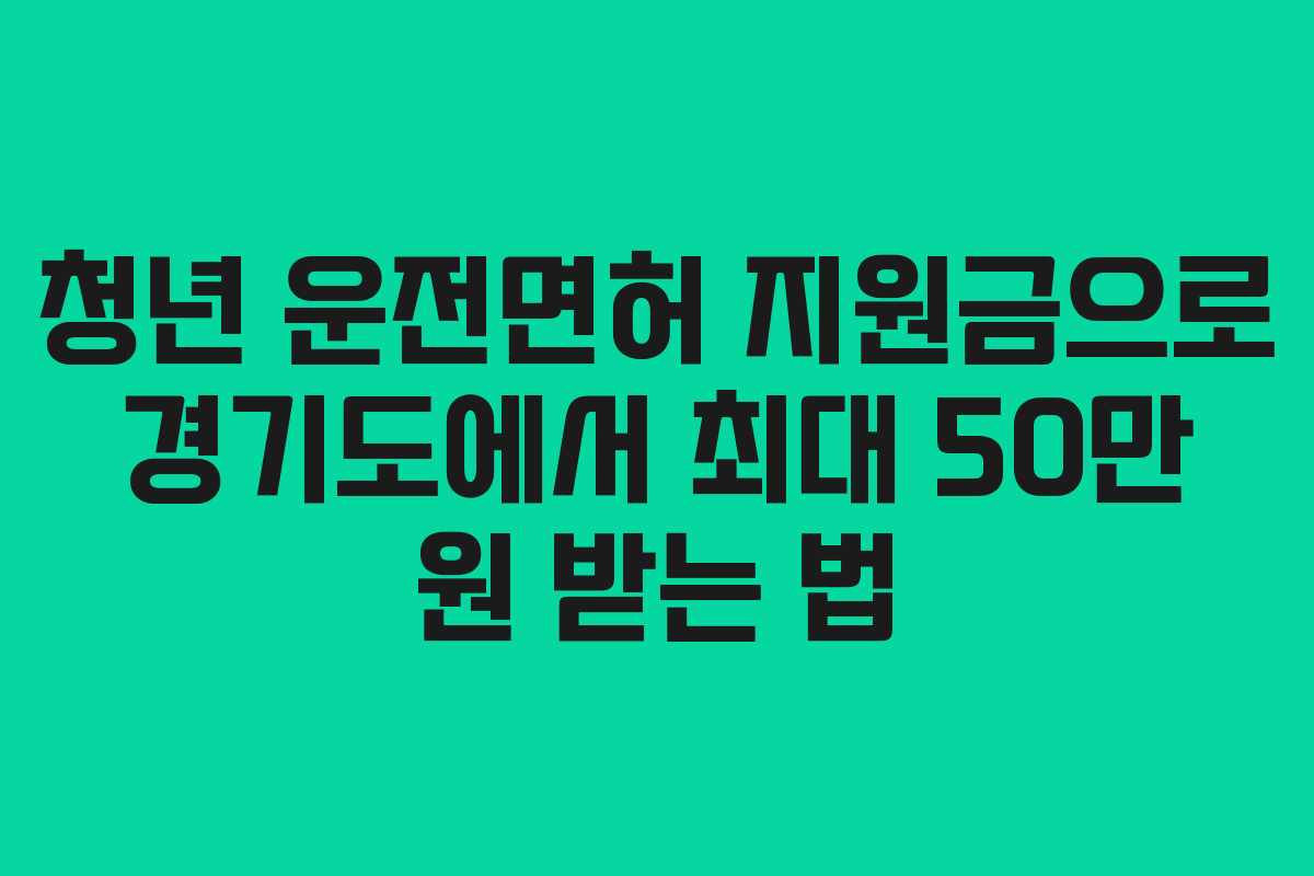 청년 운전면허 지원금으로 경기도에서 최대 50만 원 받는 법